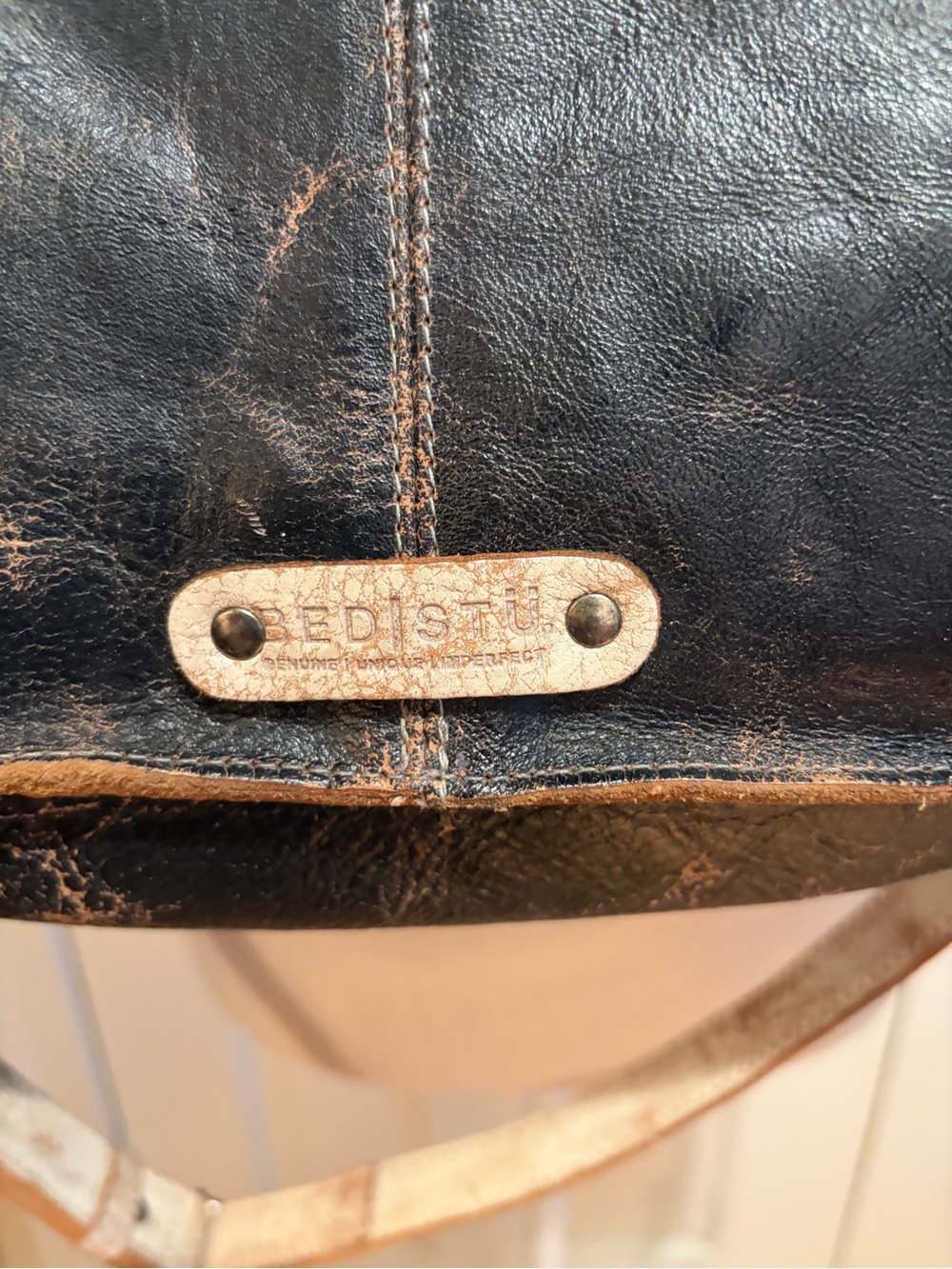 Bed Stu Vintage-Style Distressed Black Leather bag. NWOT - Picture 7 of 11